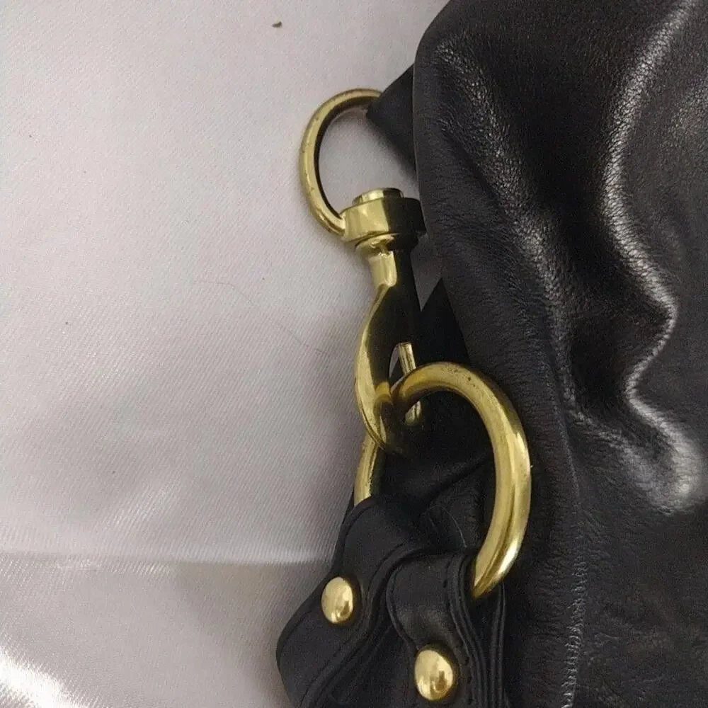 Rebecca Minkoff Hobo Bag Womens Large Black Leather Studded Gold Shoulder Purse
